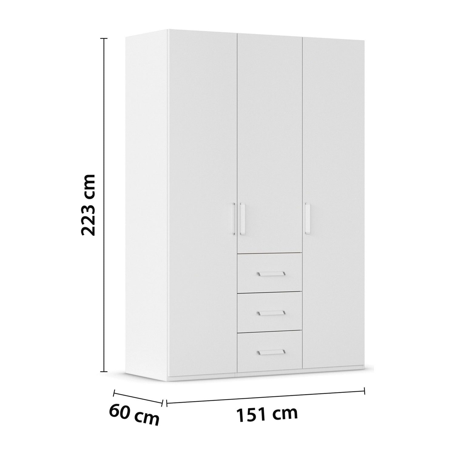 Rauch Eve White 3 Door 3 Drawer Wardrobe height 223 cm