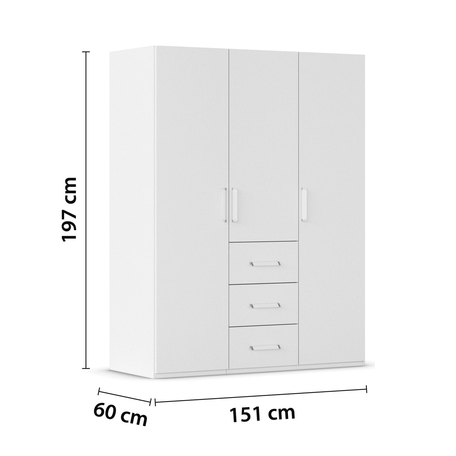 Rauch Eve White 3 Door 3 Drawer Wardrobe height 197 cm