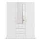 With Mirror 3 Door 3 Drawer White Wardrobe