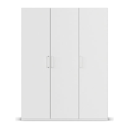 Without Mirror 3 Door White hinged Wardrobe