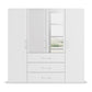 With Mirror 4 Door 3 Drawer White Wardrobe