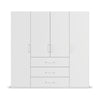 Without Mirror 4 Door 3 Drawer White Wardrobe