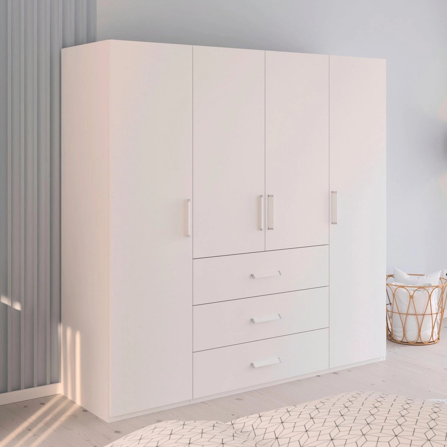 Rauch Eve White 4 Door 3 Drawer Wardrobe in bedroom