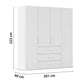 Rauch Eve White 4 Door 3 Drawer Wardrobe height 223 cm