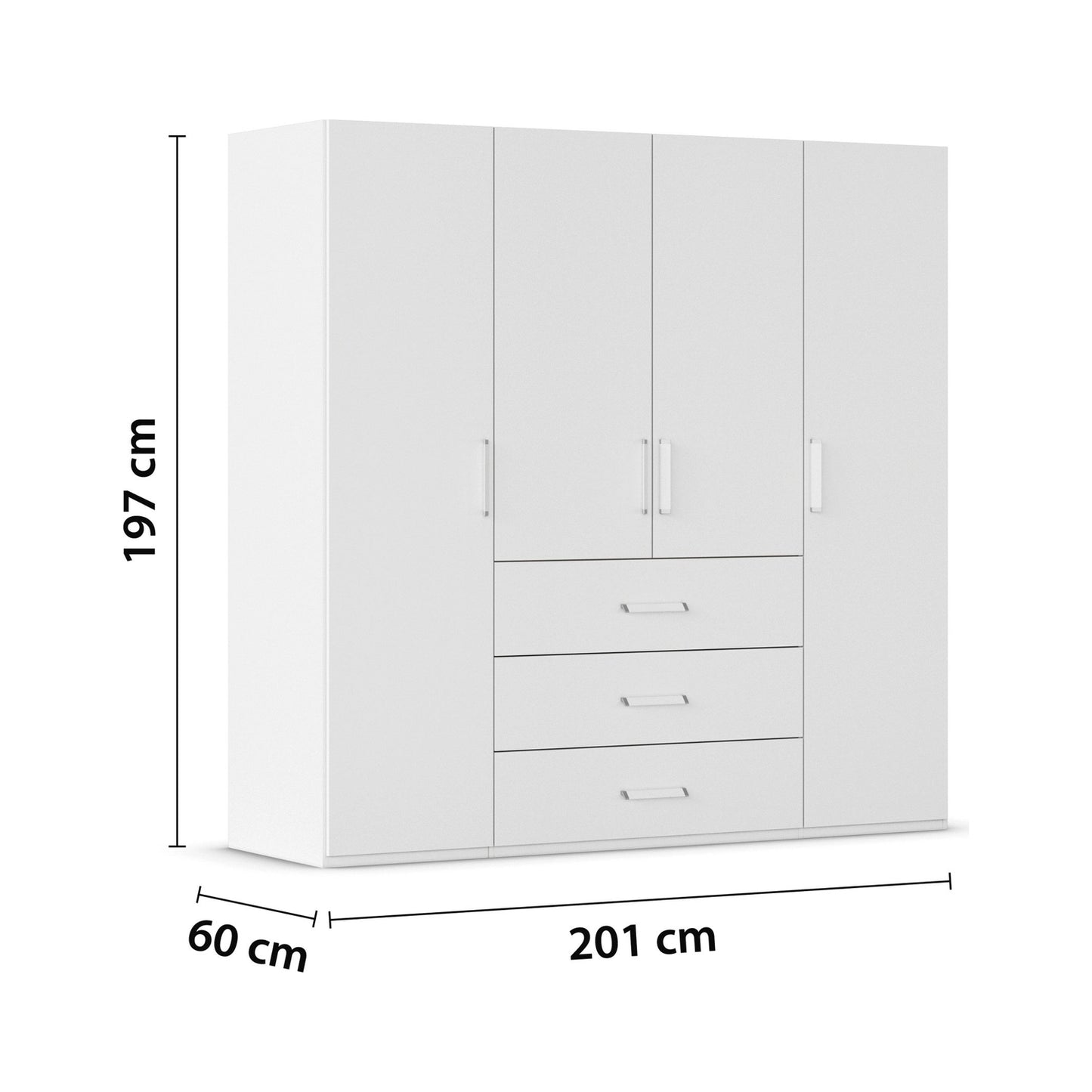Rauch Eve White 4 Door 3 Drawer Wardrobe height 197 cm