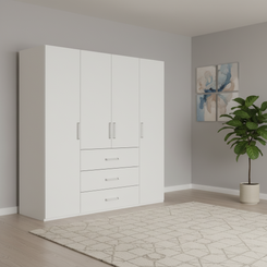 Eve White 4 door 3 Drawers Wardrobe
