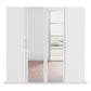 With Mirror 4 Door White hinged Wardrobe