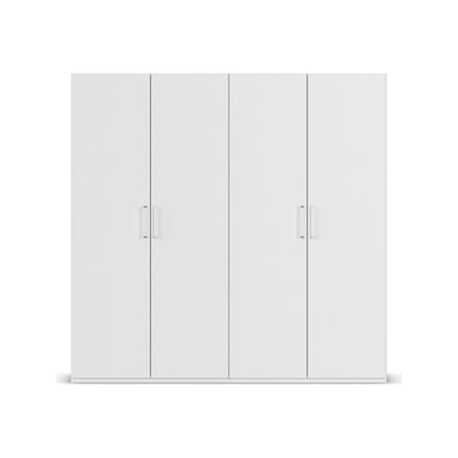Without Mirror 4 Door White hinged Wardrobe