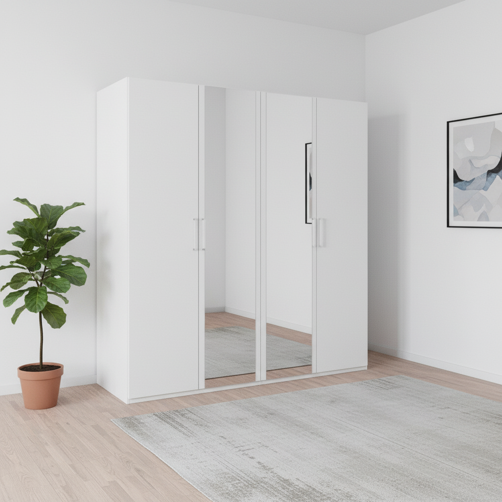 Eve White 4 door Hinged Wardrobe