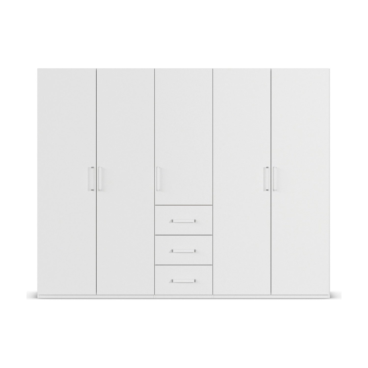 Without Mirror 5 Door 3 Drawer white Wardrobe