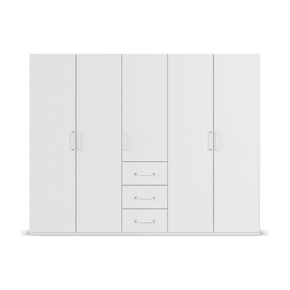 Without Mirror 5 Door 3 Drawer white Wardrobe