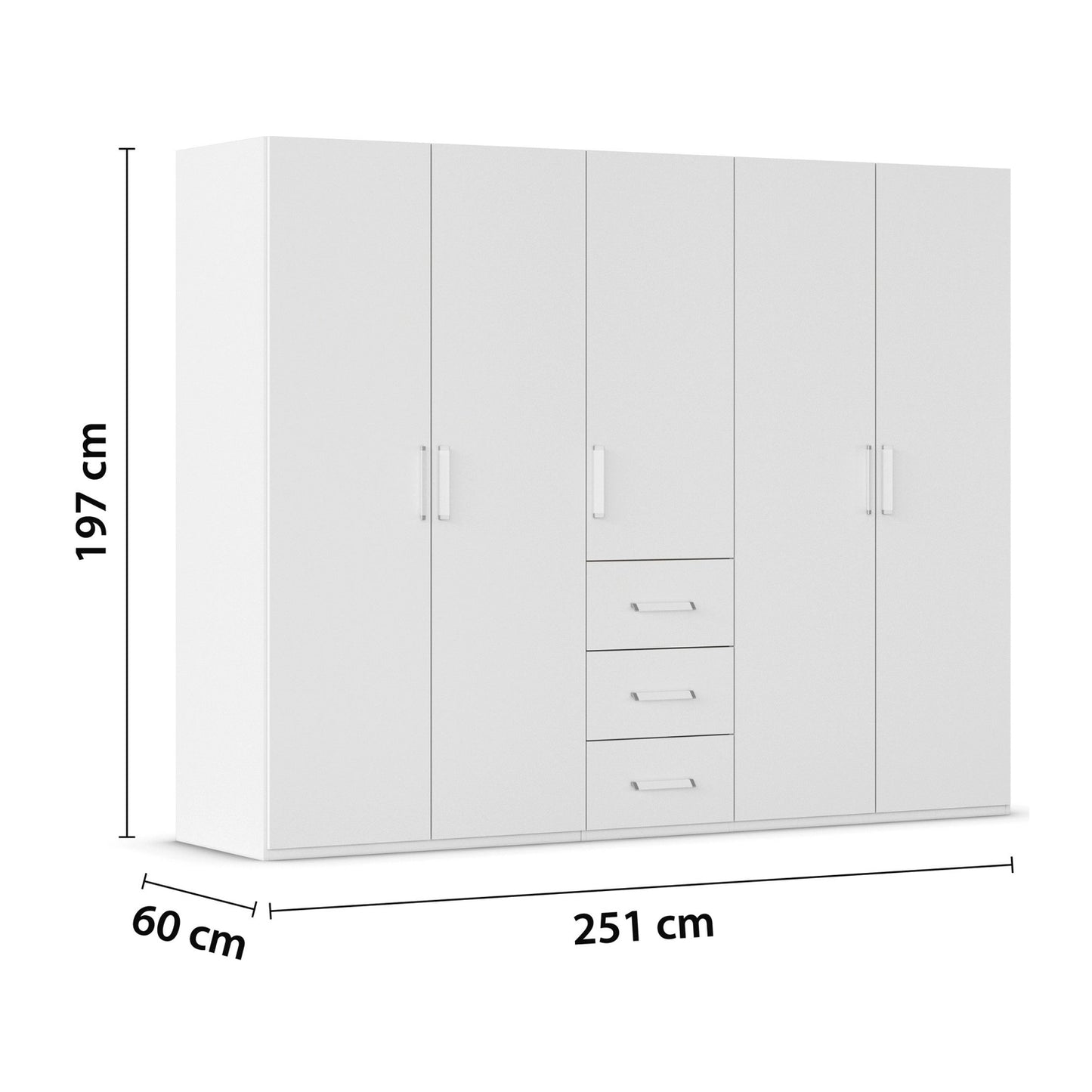 Rauch Eve White 5 Door 3 Drawer Wardrobe height 197 cm