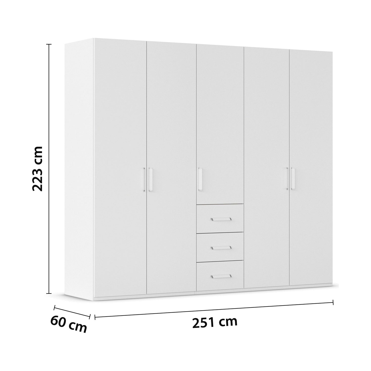Rauch Eve White 5 Door 3 Drawer Wardrobe height 223 cm
