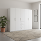 Eve White 5 door 3 Drawers Wardrobe