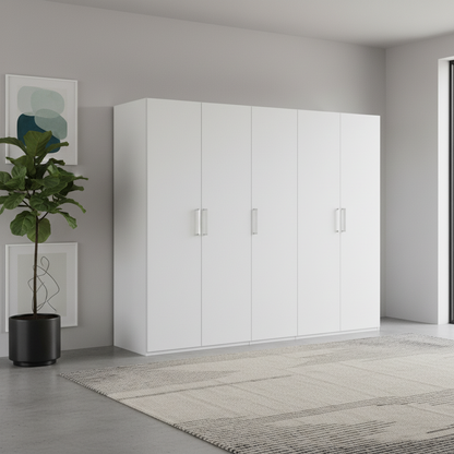 Rauch Evelyn White 5 Door Hinged Wardrobe Width 251cm