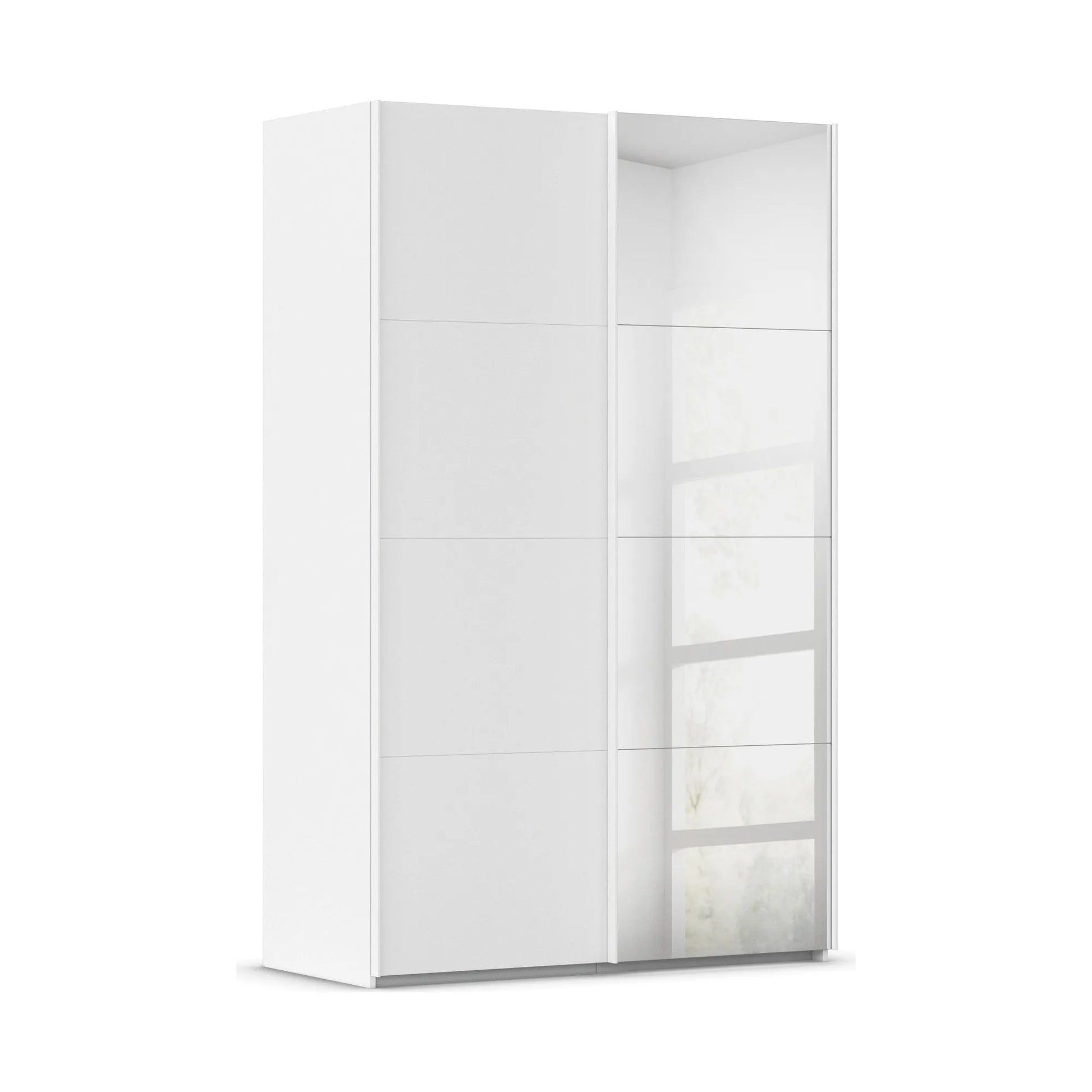 Eve White Sliding Door Wardrobe with Mirror -Width 137cm