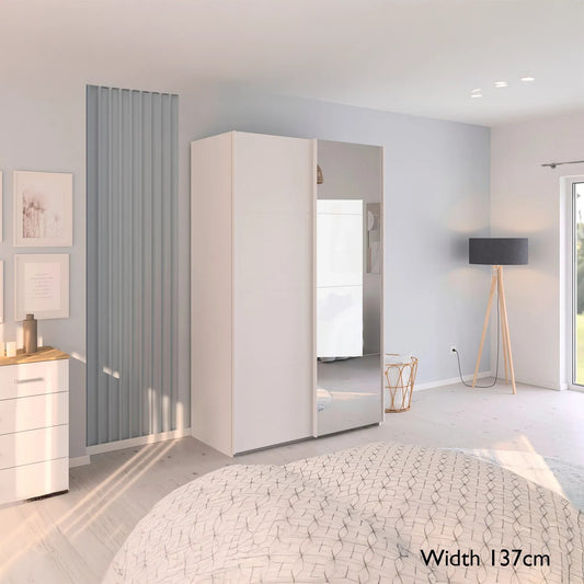 Eve White wardrobe with mirror in a bedroom setting