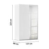 White wardrobe with dimensions labeled on a white background