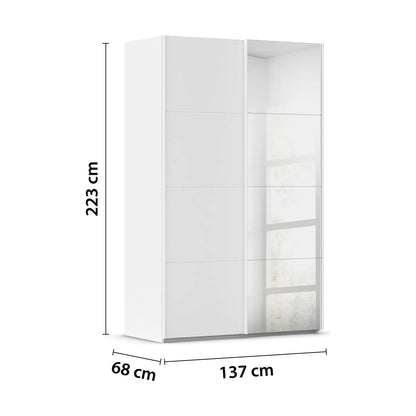 White wardrobe with dimensions labeled on a white background