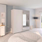 Modern bedroom with a 201cm Wide Eve White Sliding Door Wardrobe with Mirror