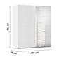 200cm Wide Eve White Sliding Door Wardrobe with Mirror with dimensions labeled on a white background