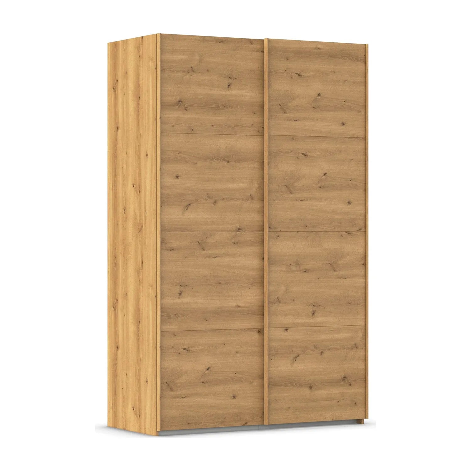 Small Compact Wood Effect Sliding Door Wardrobe without Mirror Width 137cm
