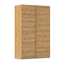 Small Compact Wood Effect Sliding Door Wardrobe without Mirror Width 137cm