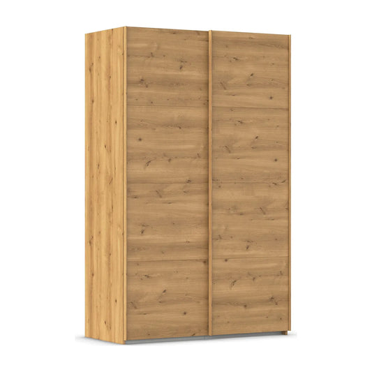 Small Compact Wood Effect Sliding Door Wardrobe without Mirror Width 137cm