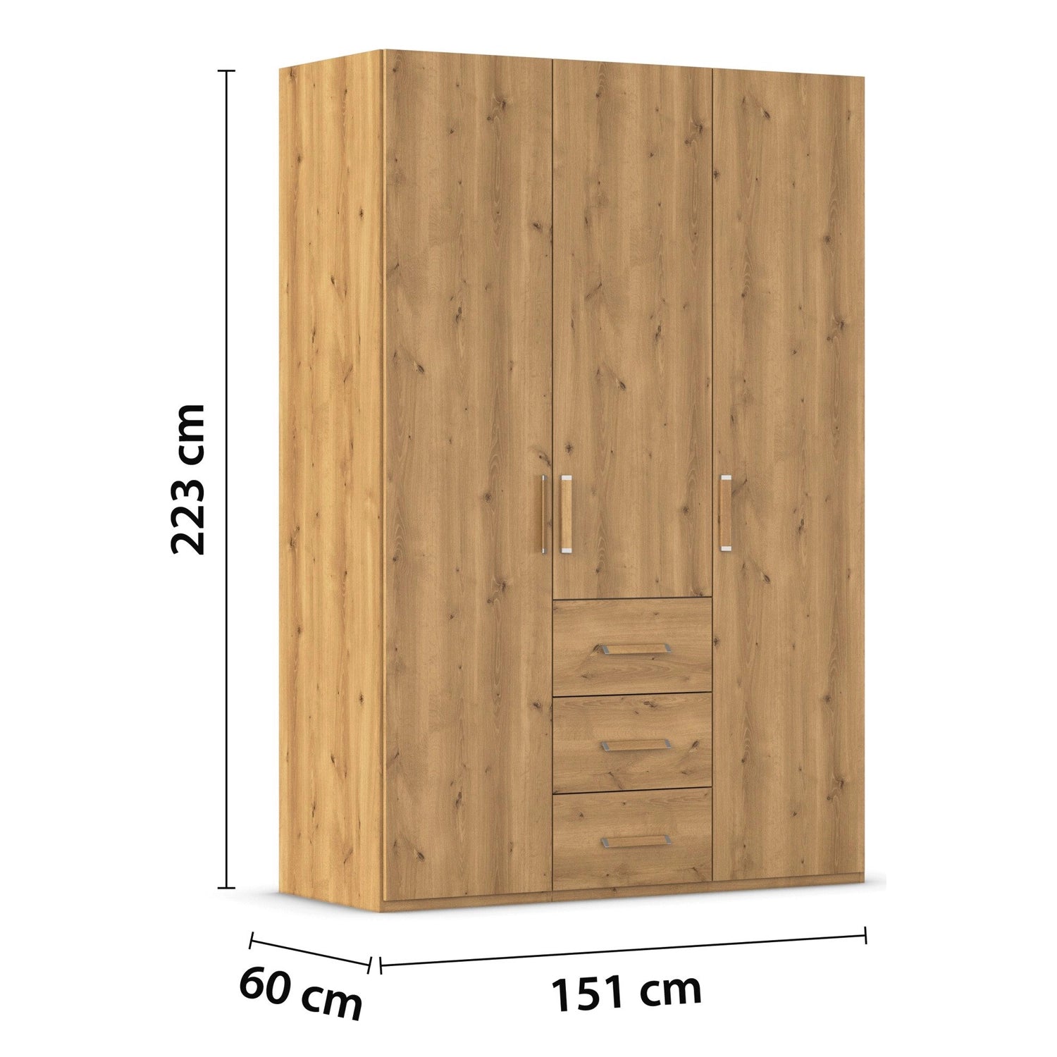 Rauch Eve Wild Oak 3 Door 3 Drawer Wardrobe height 223 cm