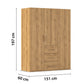Rauch Eve Wild Oak 3 Door 3 Drawer Wardrobe height 197 cm
