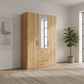With Mirror 3 Door 3 Drawer Wild Oak Wardrobe by Rauch