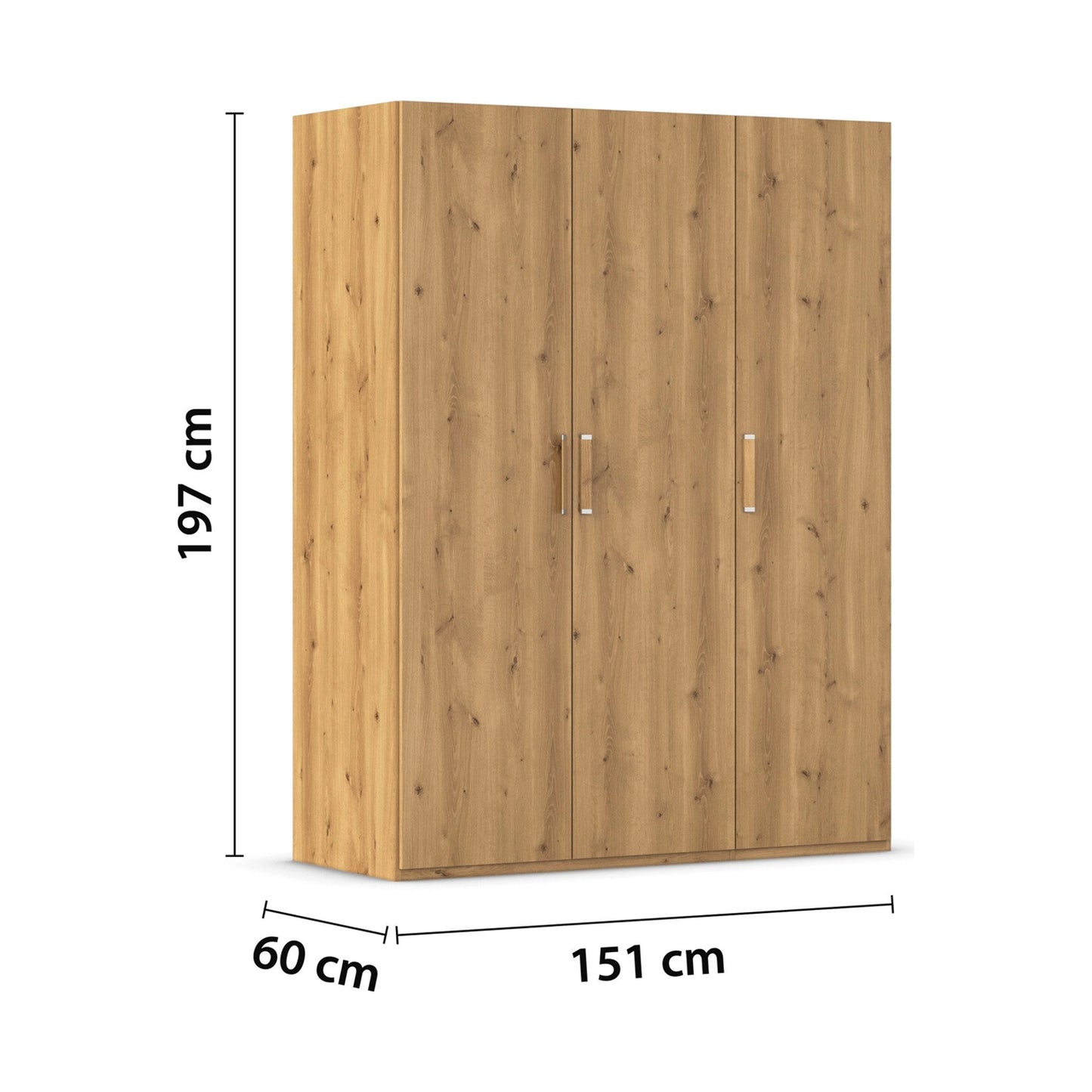 Rauch Eve wild Oak 3 Door hinged Wardrobe Height 197 cm