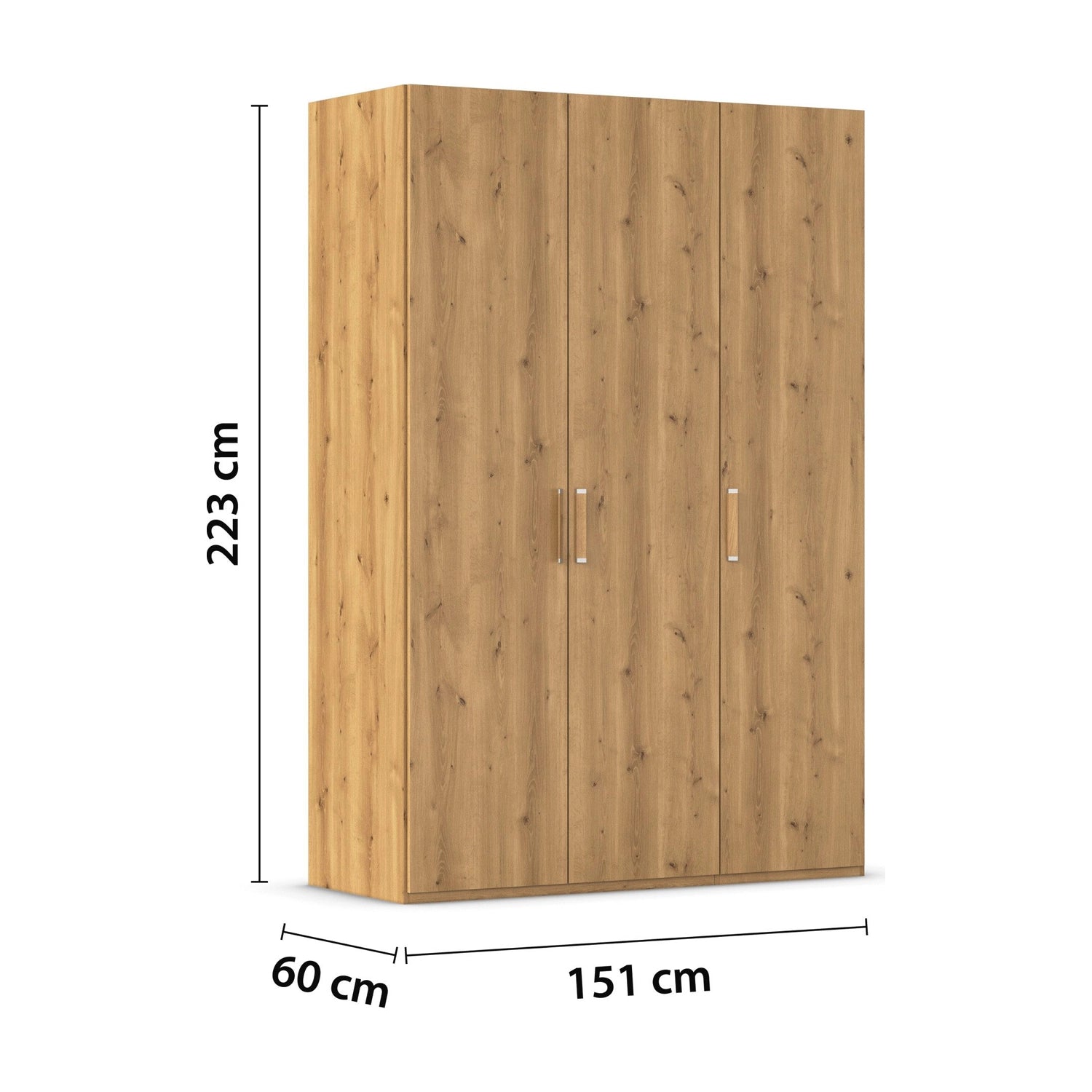 Rauch Eve Wild Oak 3 Door hinged Wardrobe Height 223 cm
