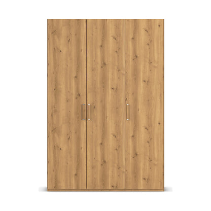 Without Mirror 3 Door Wild Oak hinged Wardrobe