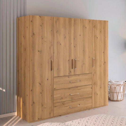 Rauch Eve Wild Oak 4 Door 3 Drawer Wardrobe in bedroom