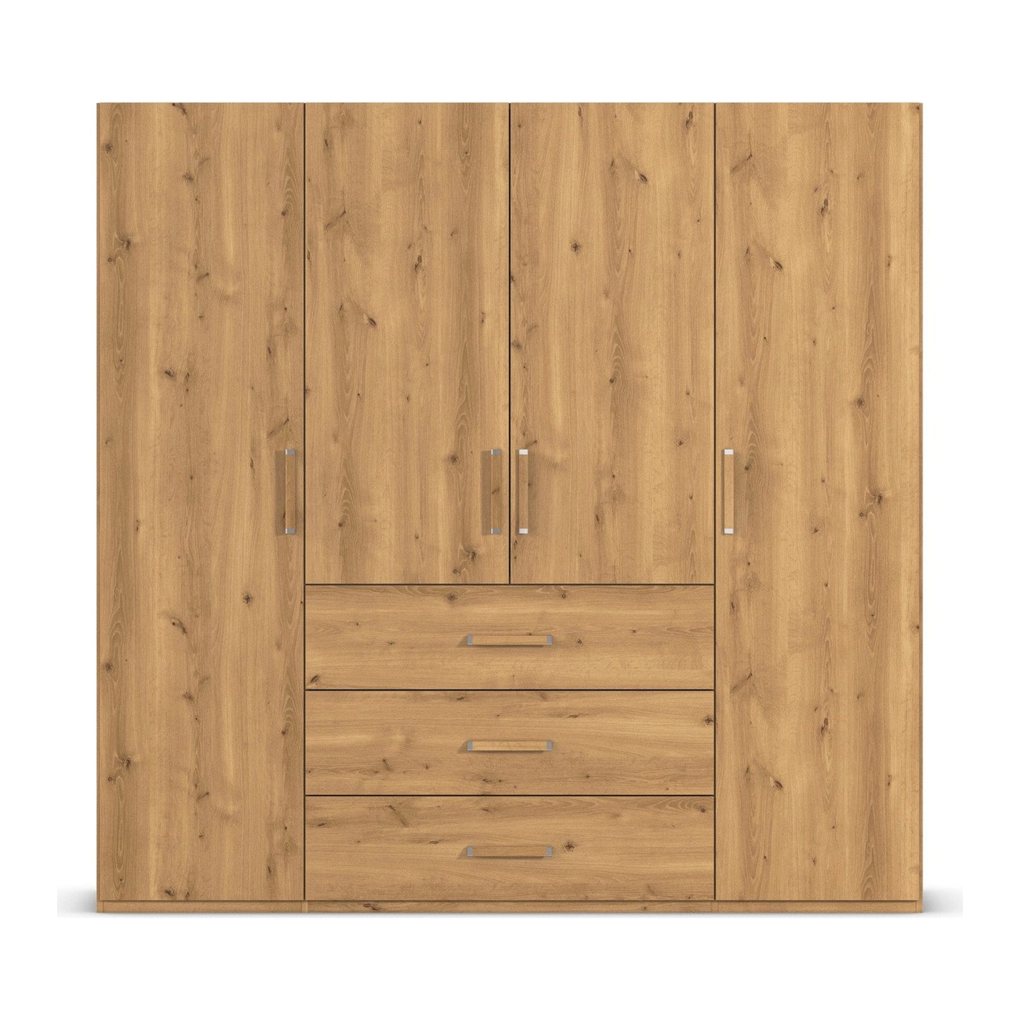 Without Mirror 4 Door 3 Drawer Wild Oak Wardrobe