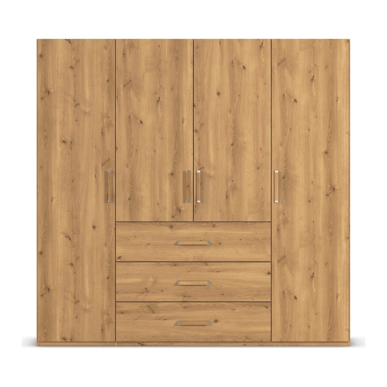 Without Mirror 4 Door 3 Drawer Wild Oak Wardrobe