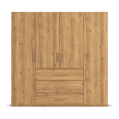 Without Mirror 4 Door 3 Drawer Wild Oak Wardrobe