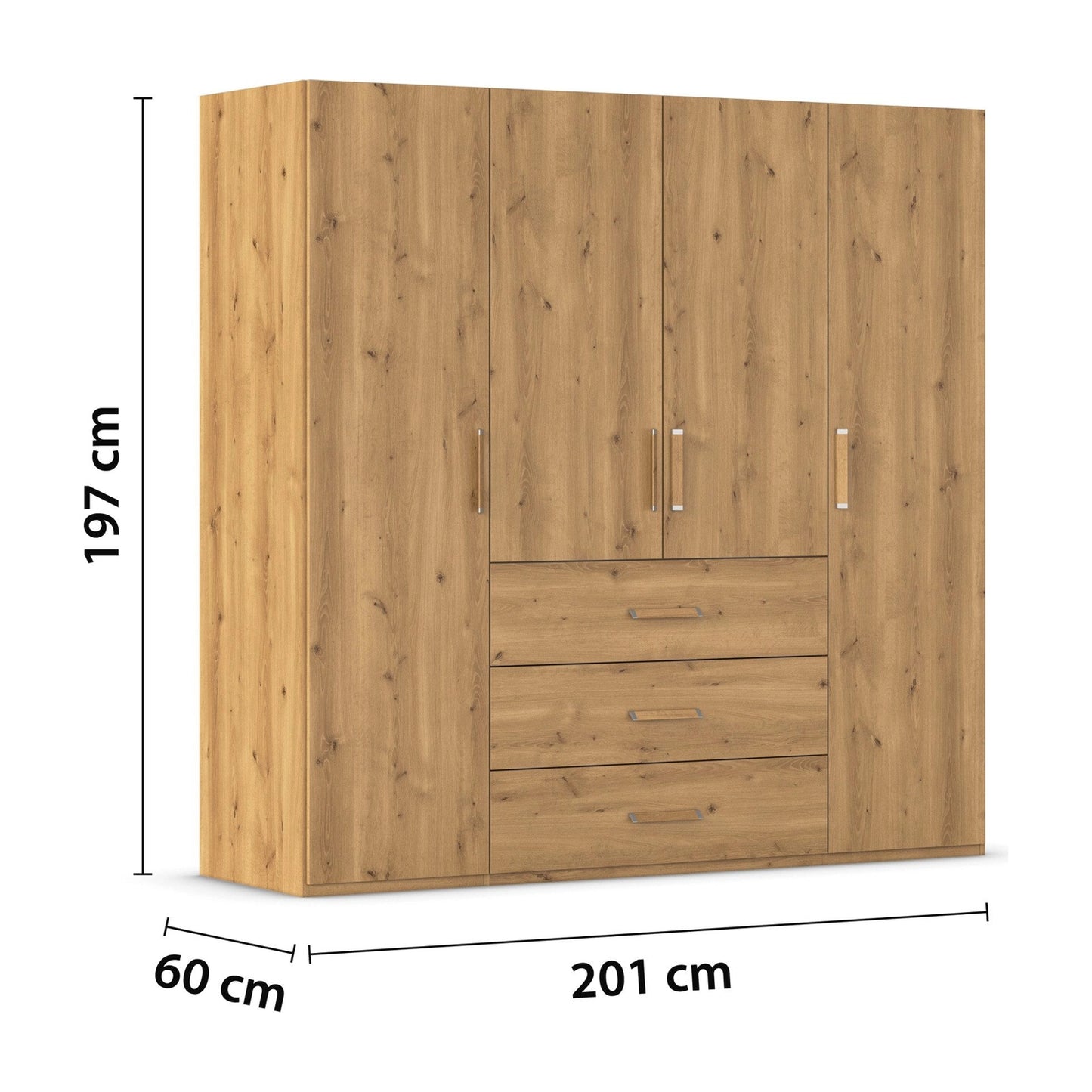 Rauch Eve Wild Oak 4 Door 3 Drawer Wardrobe height 197 cm