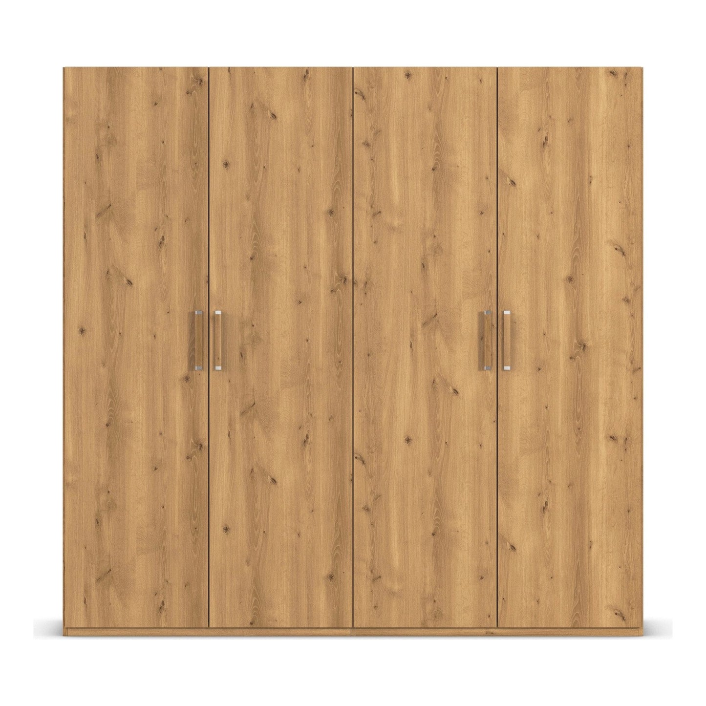 Without Mirror 4 Door Wild Oak hinged Wardrobe