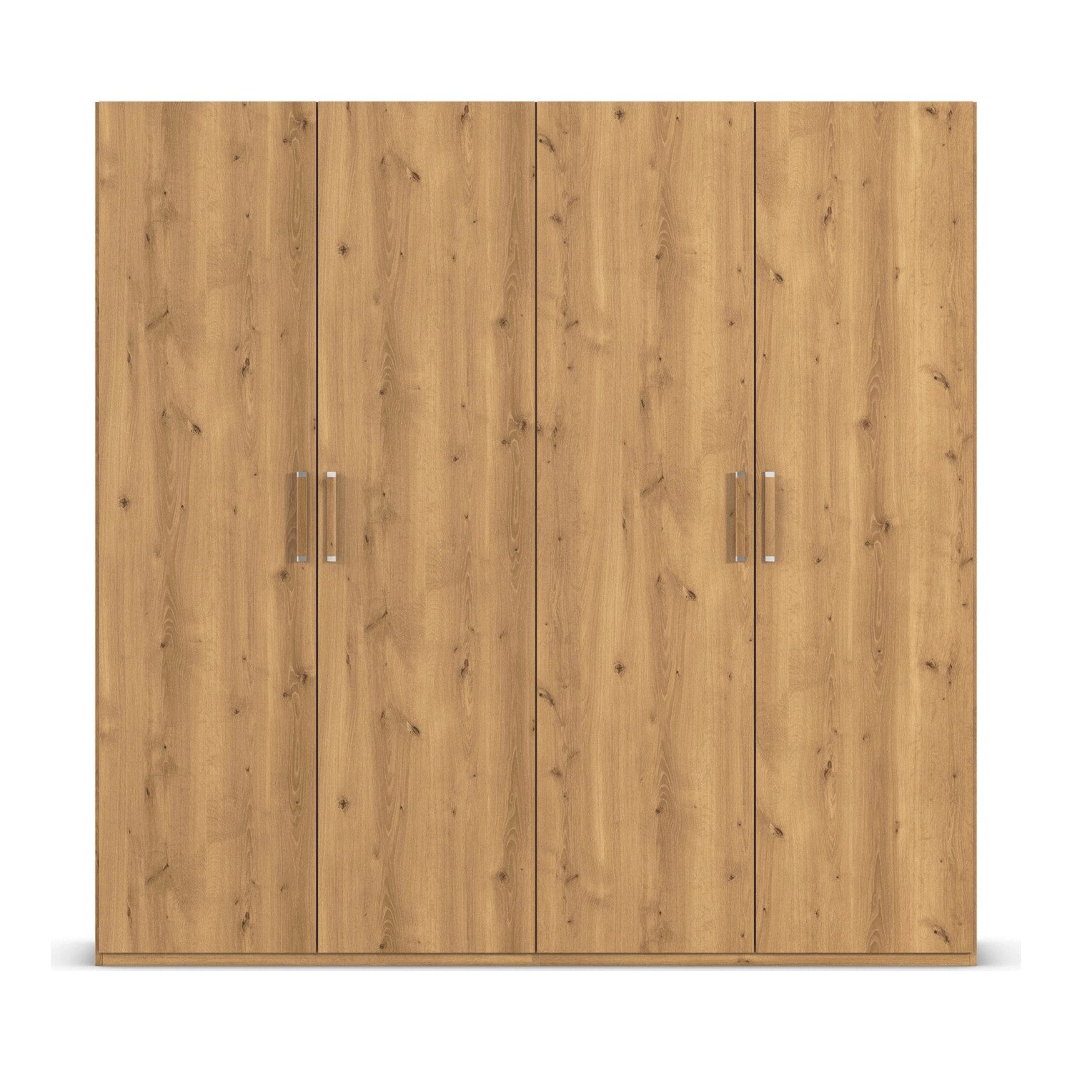 Without Mirror 4 Door Wild Oak hinged Wardrobe