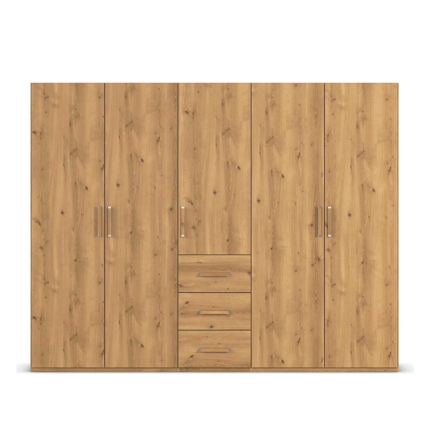 Without mirror 5 Door 3 Drawers Wild Oak Wardrobe