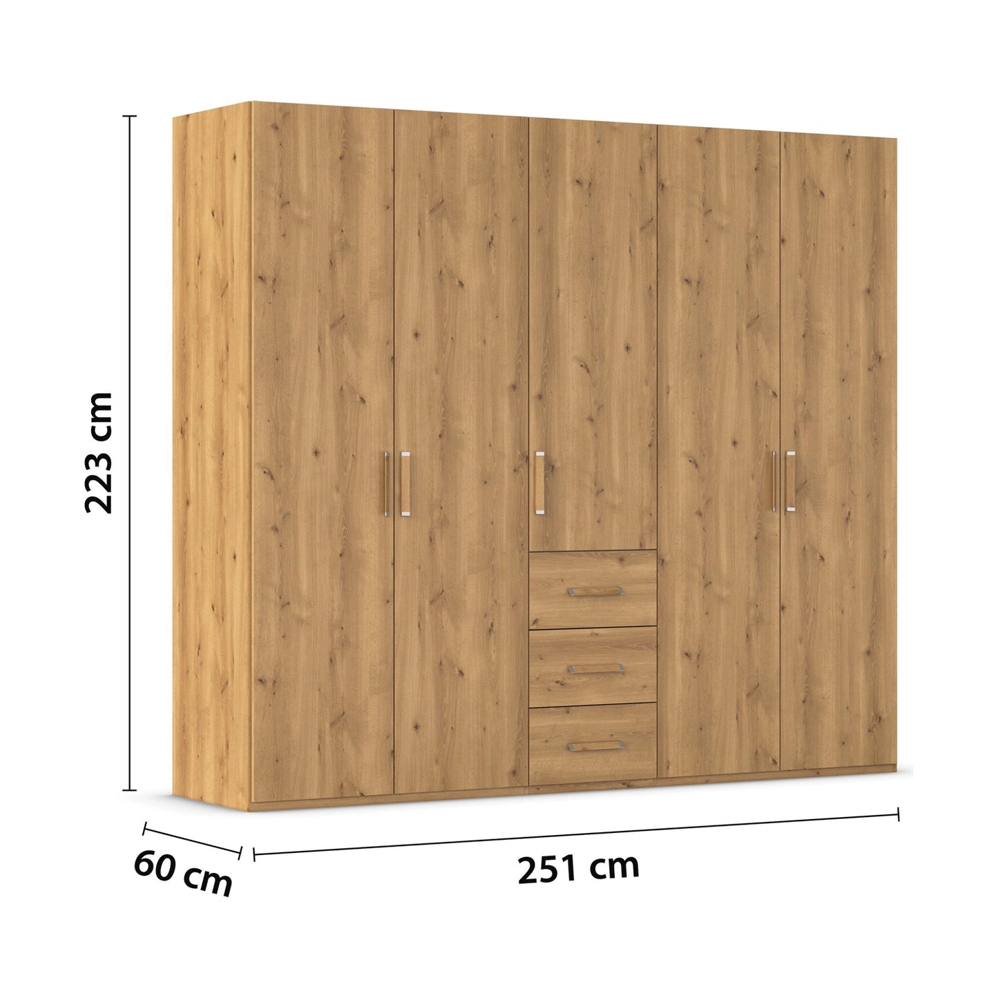 Rauch Eve Wild Oak 5 Door 3 Drawer Wardrobe height 223 cm