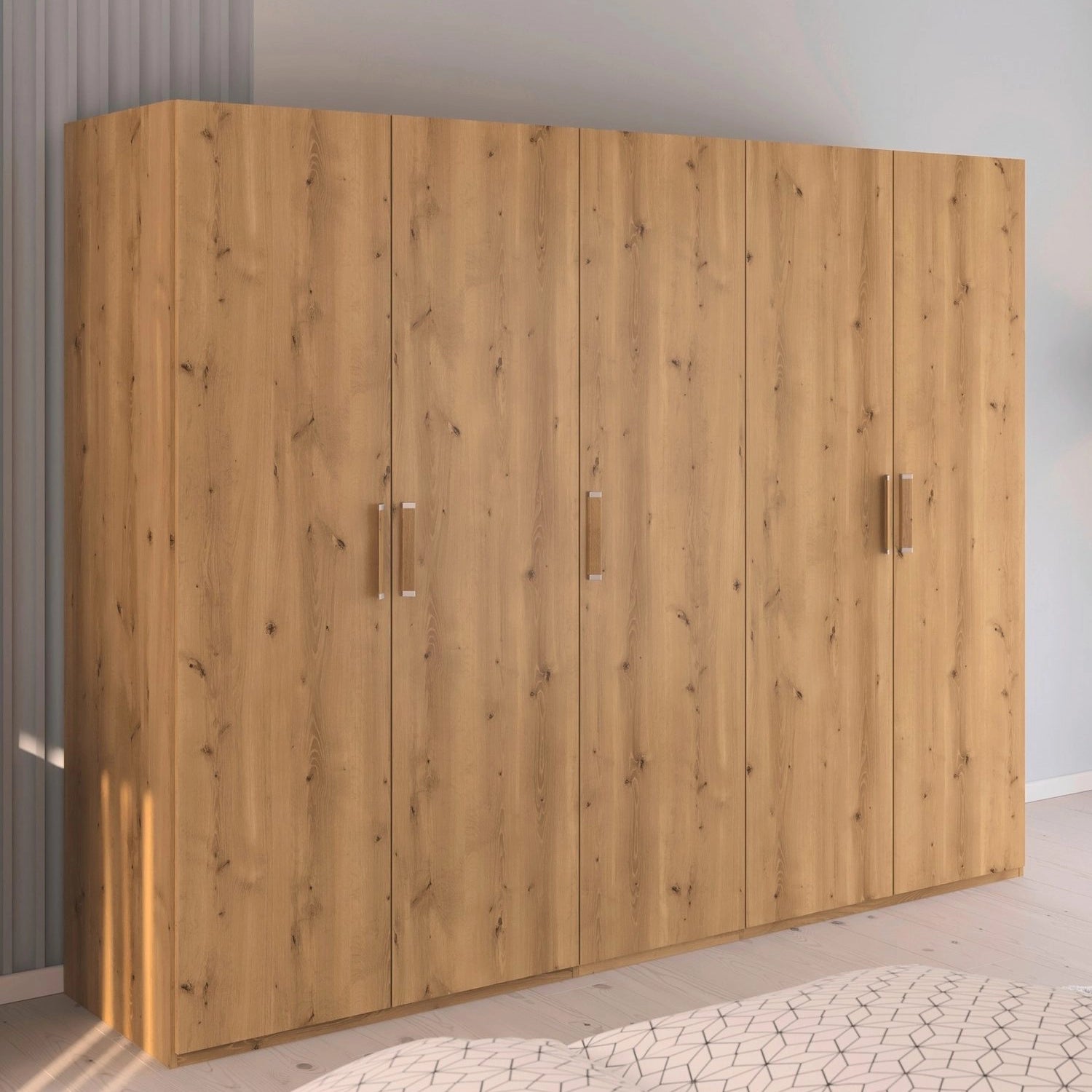 Rauch Eve Wild Oak 5 Door hinged Wardrobe in bedroom