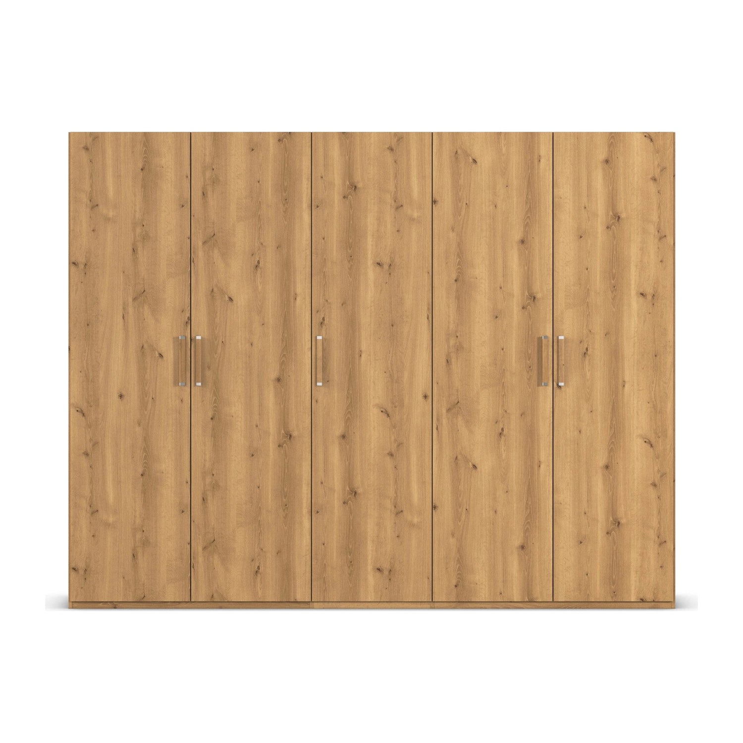 Without Mirror 5 Door Wild Oak hinged Wardrobe