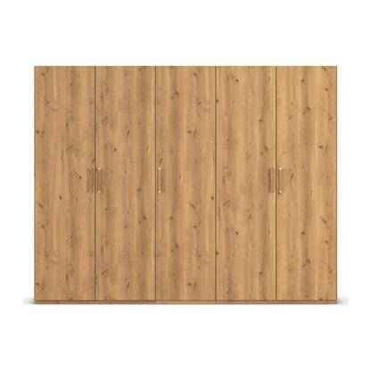 Without Mirror 5 Door Wild Oak hinged Wardrobe