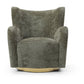 Flora Olive Chenille Swivel Accent Chair with Gold Base - Pendle Village Furniture