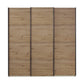 Rauch Forms Artisan Oak sliding wardrobe showing the Silk Grey base plinth beneath the oak doors