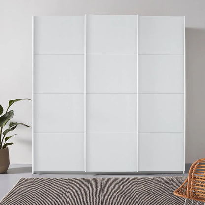 Forms Decor 203 CM White 3 Door Sliding Wardrobe - Styled in a Bedroom