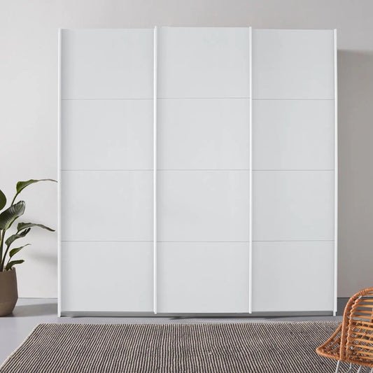 Forms Decor 203 CM White 3 Door Sliding Wardrobe - Styled in a Bedroom